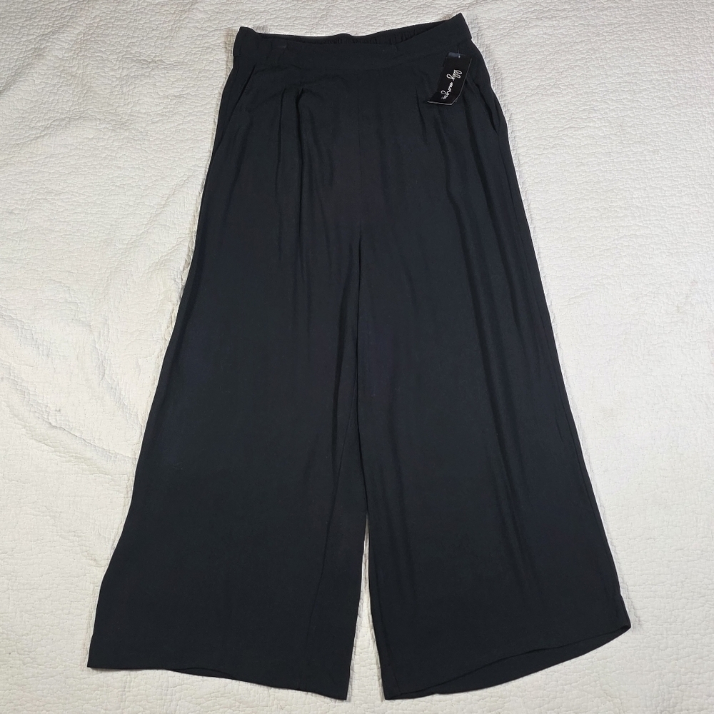 NWT Lily Morgan Black Wide-Leg Pull-on Pants